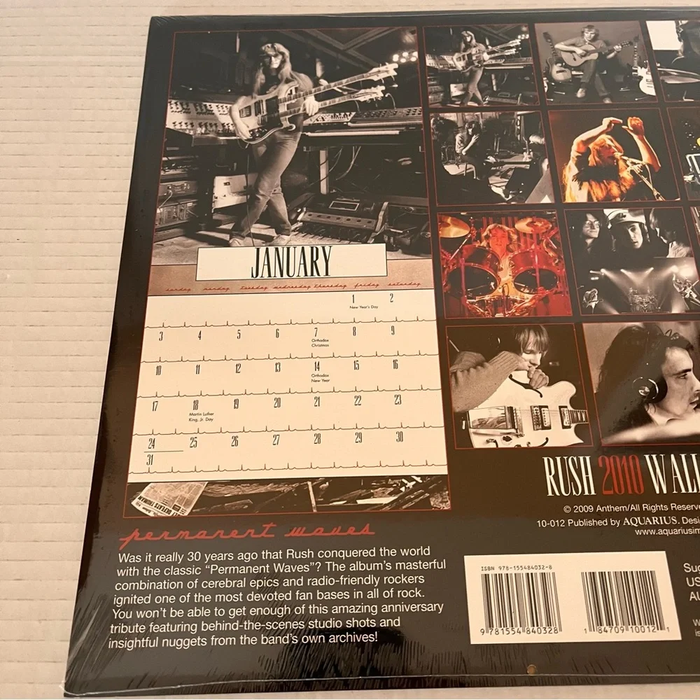 Rush Permanent Waves 2010 Wall Calendar Sealed New